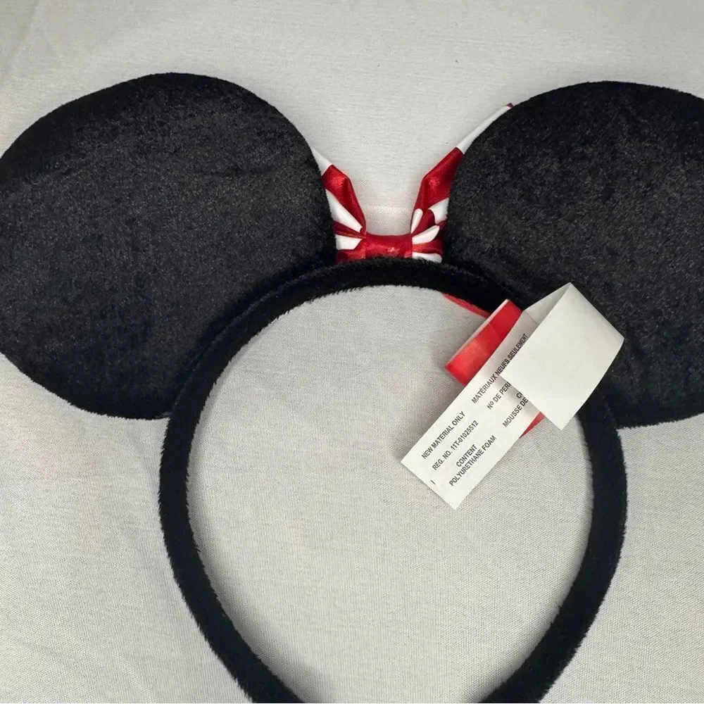 Minnie Mouse Disney Ears with Red & White Polka Dot Bow